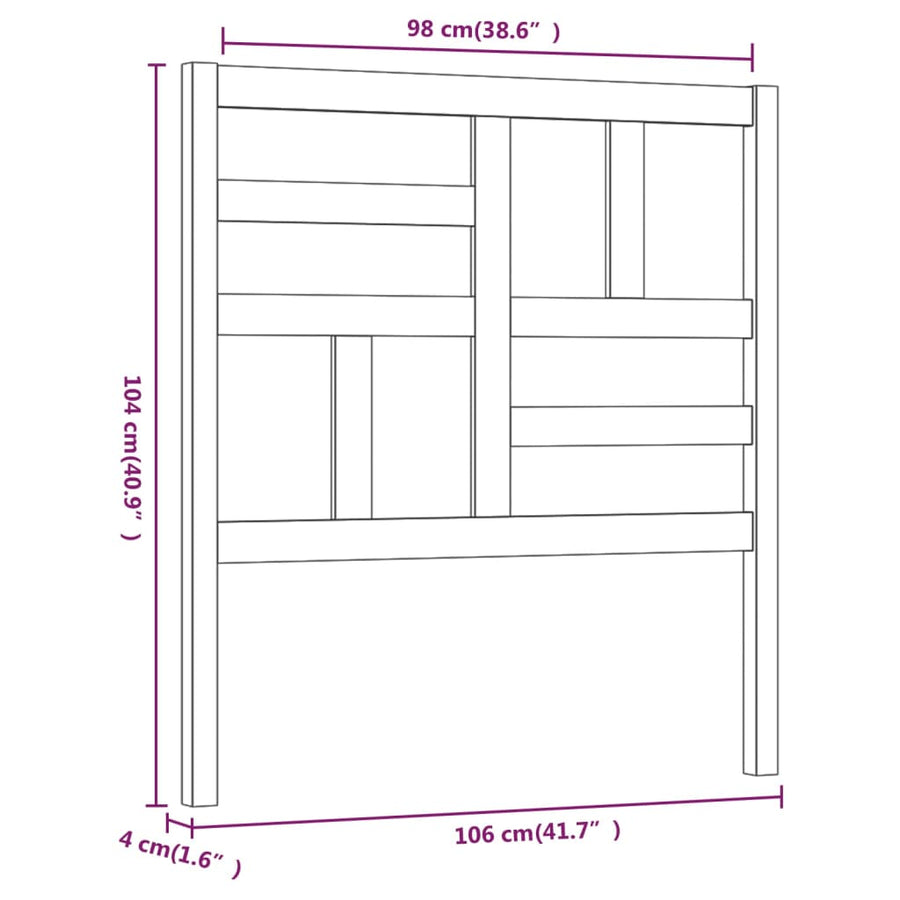 Hoofdbord 106x4x104 cm massief grenenhout 106 x 104 cm Naturel
