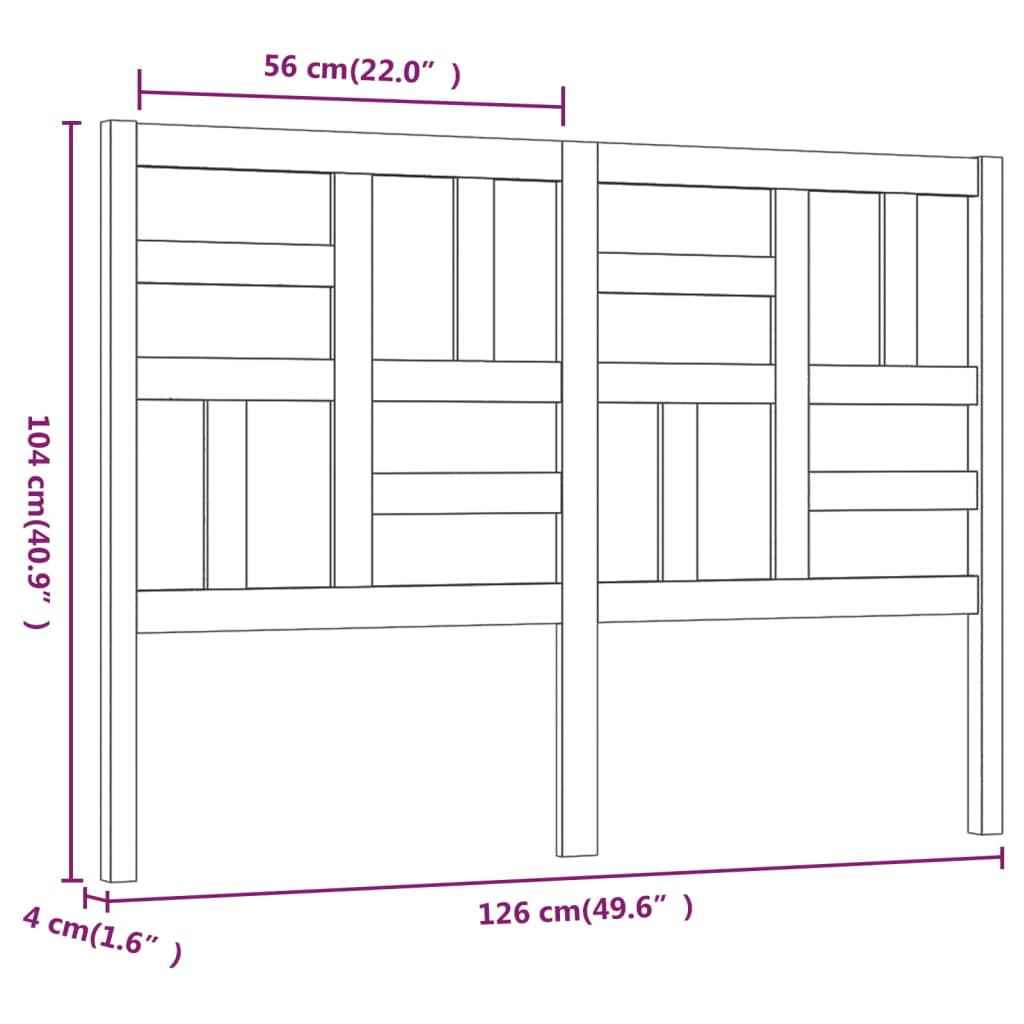 Hoofdbord 126x4x104 cm massief grenenhout zwart 126 x 104 cm Zwart