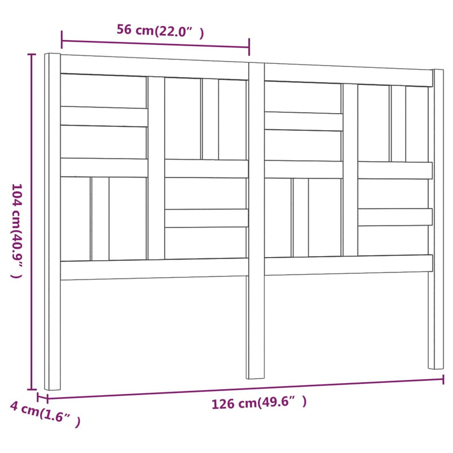 Hoofdbord 126x4x104 cm massief grenenhout zwart 126 x 104 cm Zwart