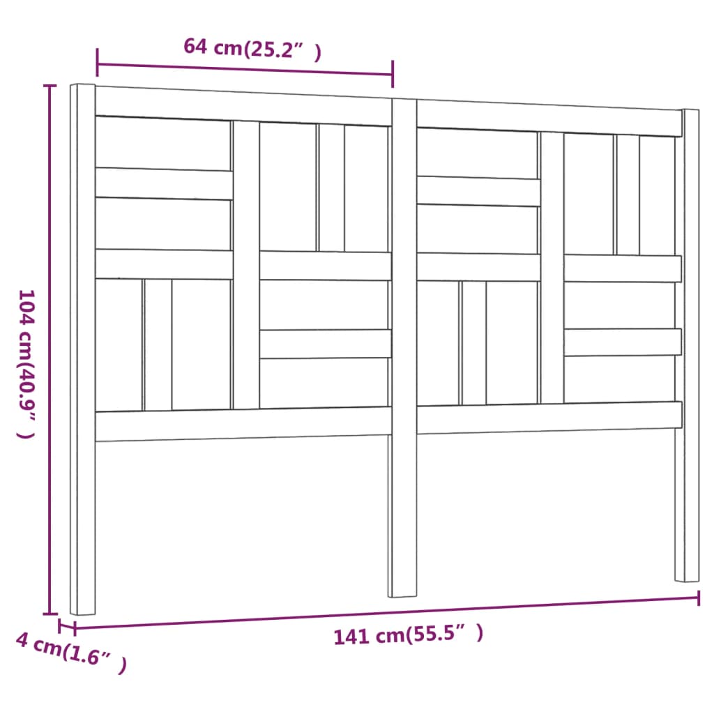 Hoofdbord 141x4x104 cm massief grenenhout 141 x 104 cm Naturel