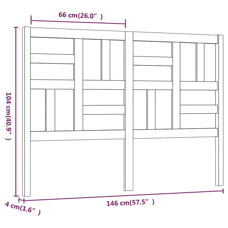 Hoofdbord 146X4X104 Cm Massief Grenenhout 146 x 104 cm Wit