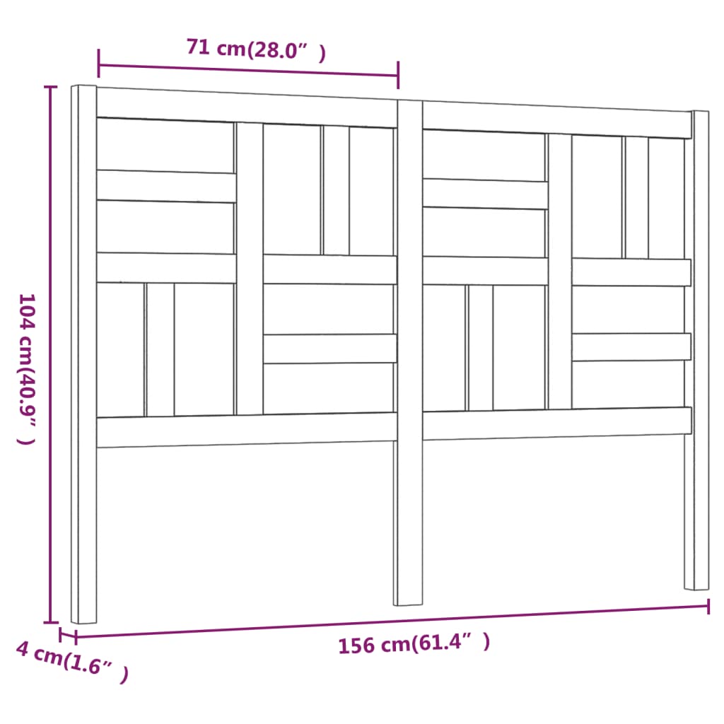 Hoofdbord 156x4x104 cm massief grenenhout wit