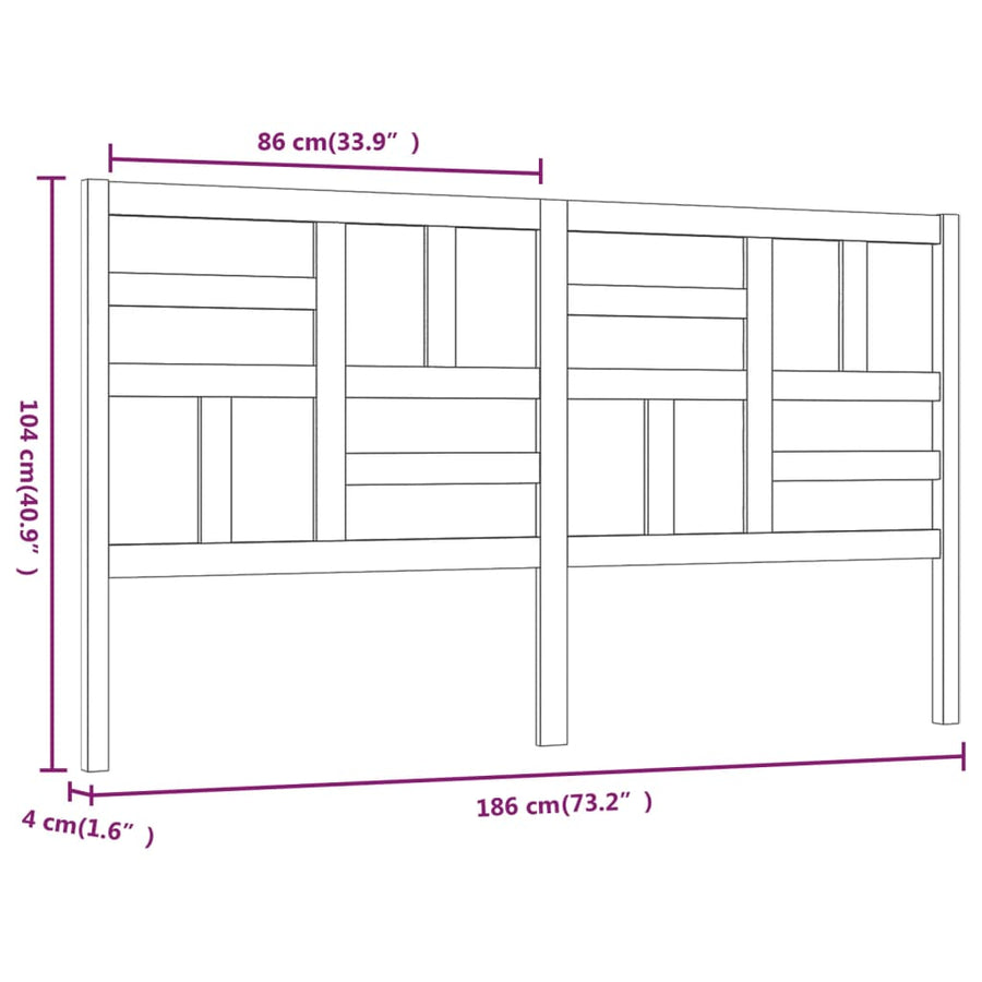 Hoofdbord 186x4x104 cm massief grenenhout 186 x 104 cm Naturel