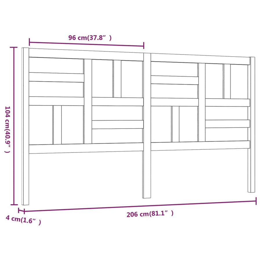 Hoofdbord 206X4X04 Cm Massief Grenenhout 206 x 104 cm Wit