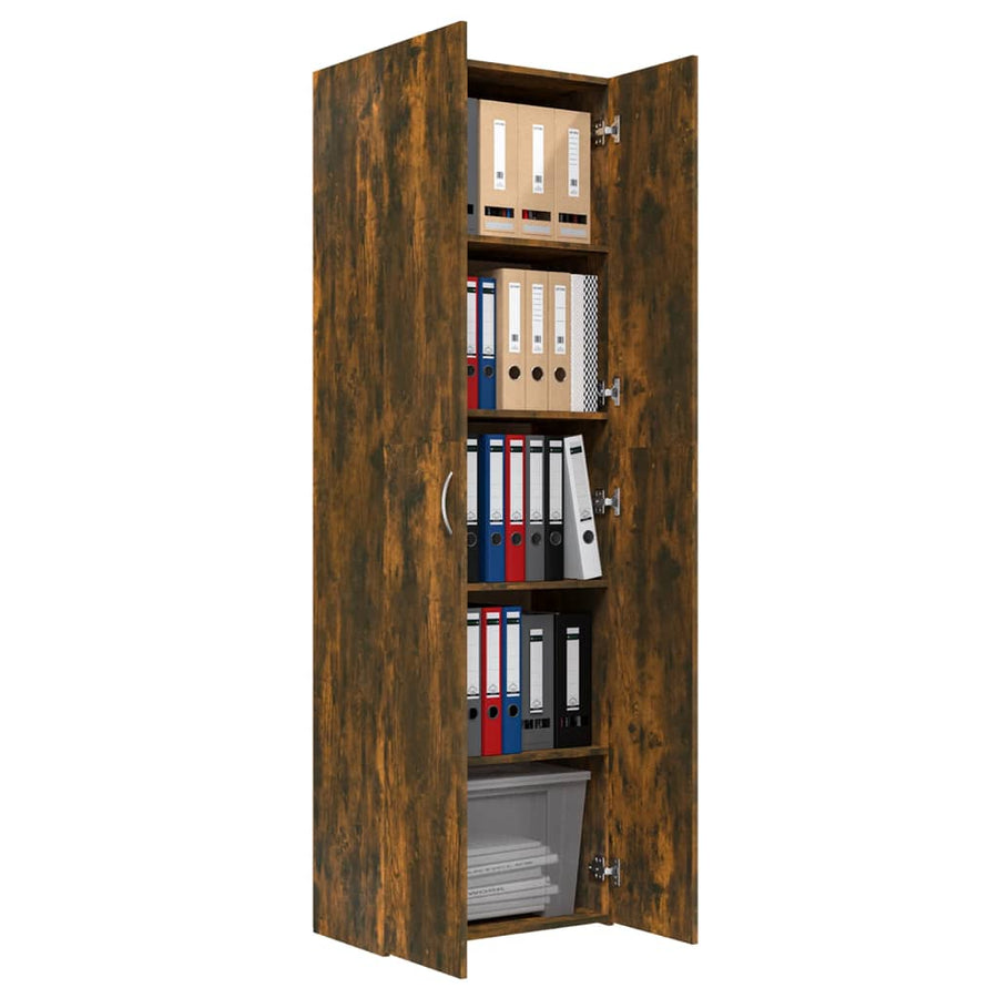 Kantoorkast 60X32X90 Cm Bewerkt Hout Kleurig Gerookt eiken