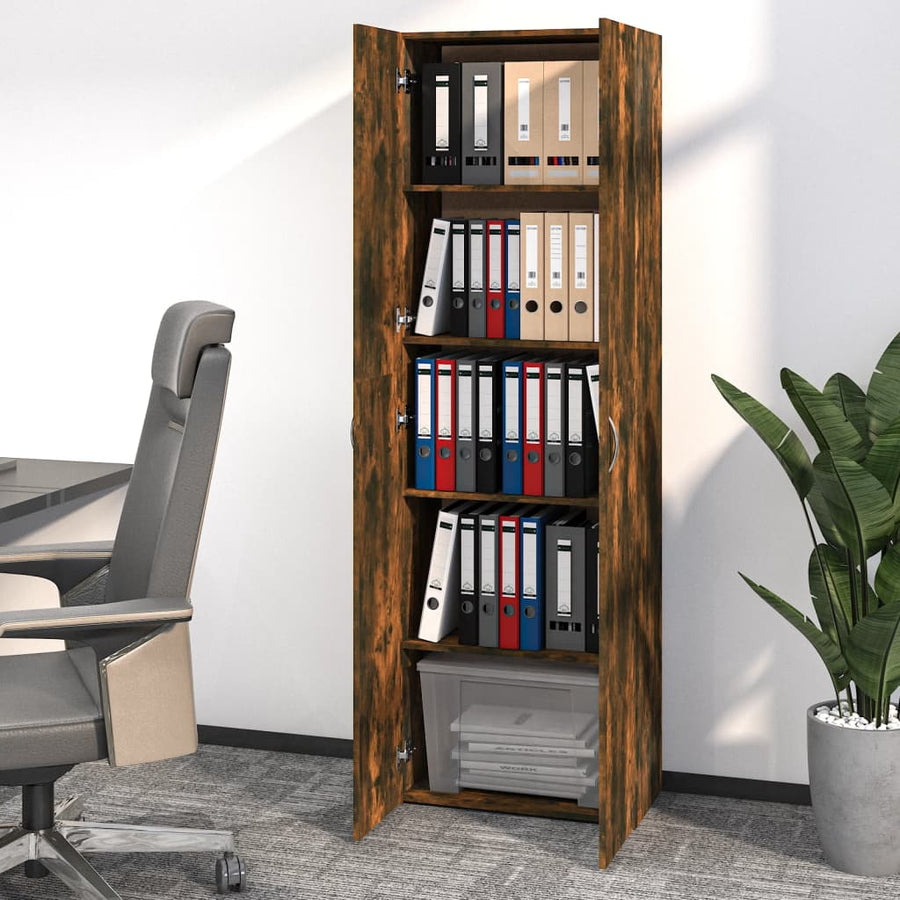 Kantoorkast 60X32X90 Cm Bewerkt Hout Kleurig Gerookt eiken