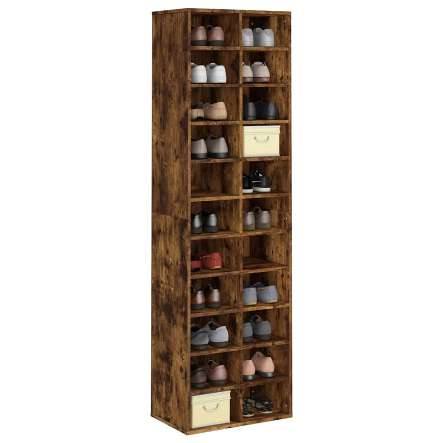 Schoenenkast 54X34X83 Cm Bewerkt Hout Kleurig Gerookt eiken