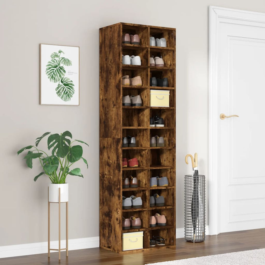 Schoenenkast 54X34X83 Cm Bewerkt Hout Kleurig Gerookt eiken