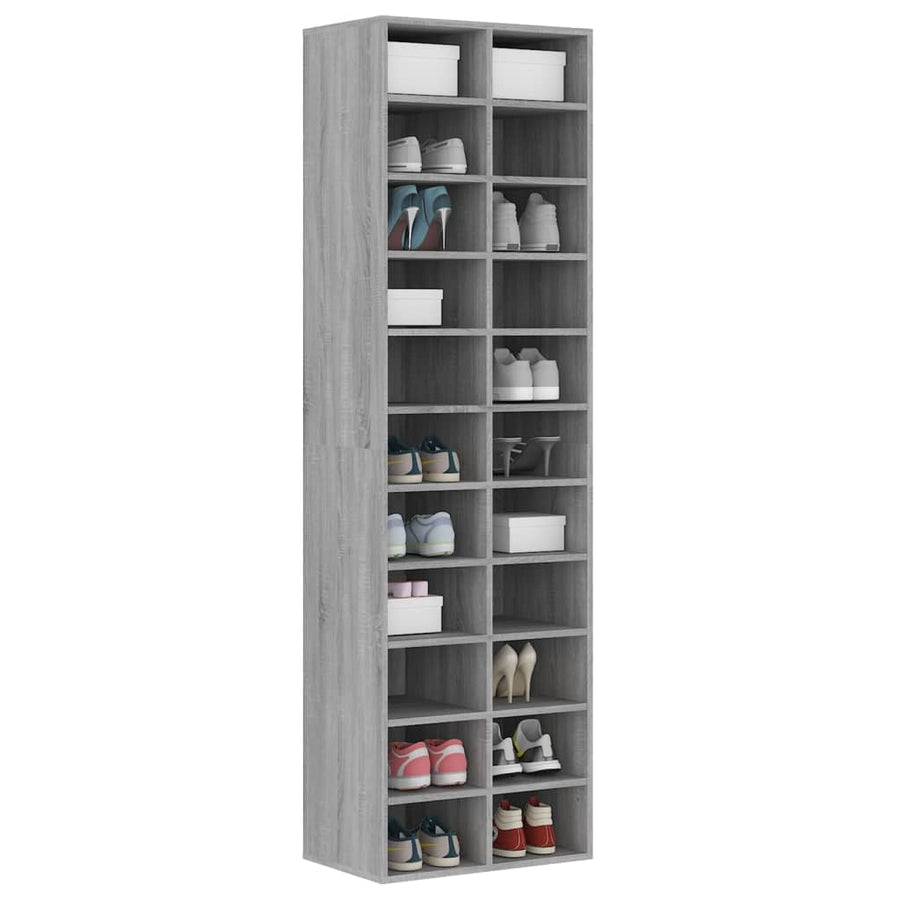 Schoenenkast 54X34X83 Cm Bewerkt Hout Eikenkleur Grijs sonoma
