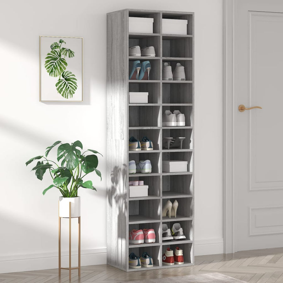 Schoenenkast 54X34X83 Cm Bewerkt Hout Eikenkleur Grijs sonoma