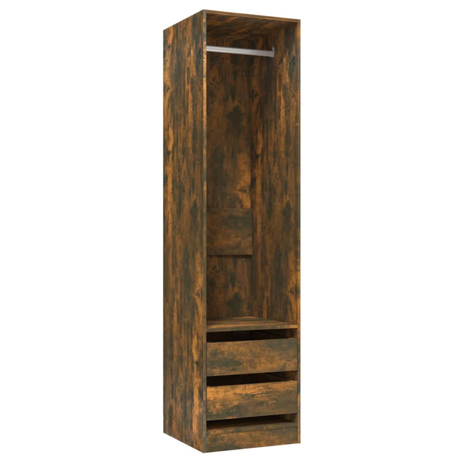 Kledingkast Met Lades Bewerkt Hout Gerookt Eiken 2 lades 50 x 50 x 200 cm