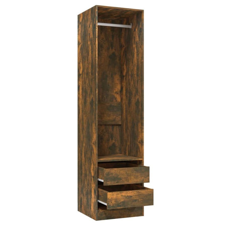 Kledingkast Met Lades Bewerkt Hout Gerookt Eiken 2 lades 50 x 50 x 200 cm