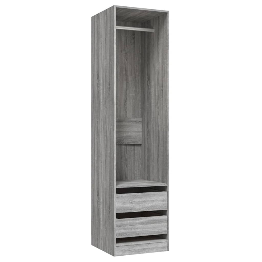 Kledingkast Met Lades Bewerkt Hout Grijs Somoma Grijs Sonoma 2 lades 50 x 50 x 200 cm