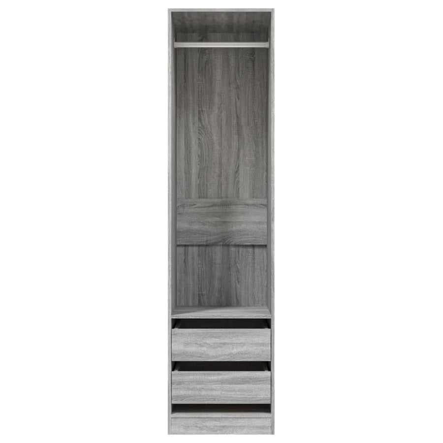 Kledingkast Met Lades Bewerkt Hout Grijs Somoma Grijs Sonoma 2 lades 50 x 50 x 200 cm