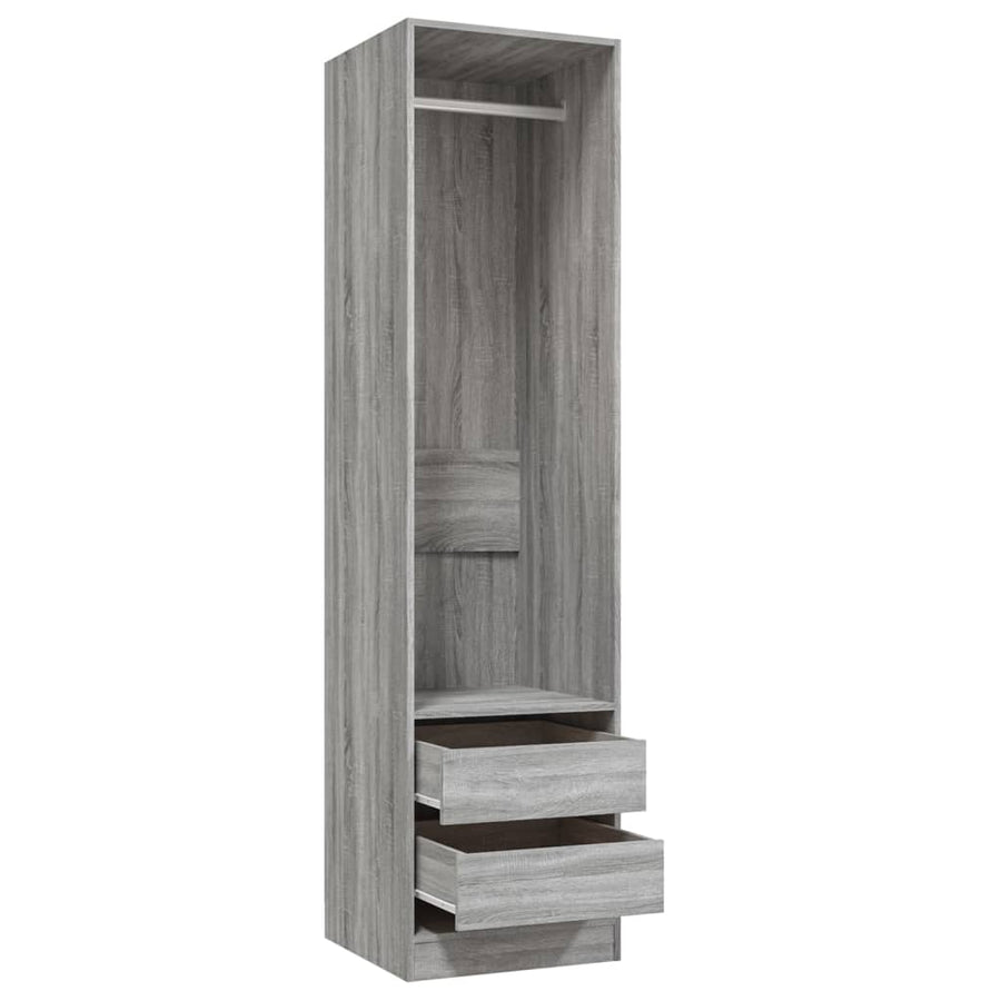 Kledingkast Met Lades Bewerkt Hout Grijs Somoma Grijs Sonoma 2 lades 50 x 50 x 200 cm