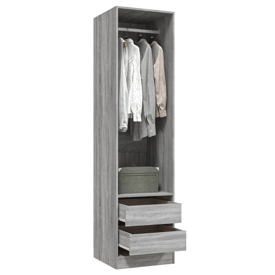 Kledingkast Met Lades Bewerkt Hout Grijs Somoma Grijs Sonoma 2 lades 50 x 50 x 200 cm