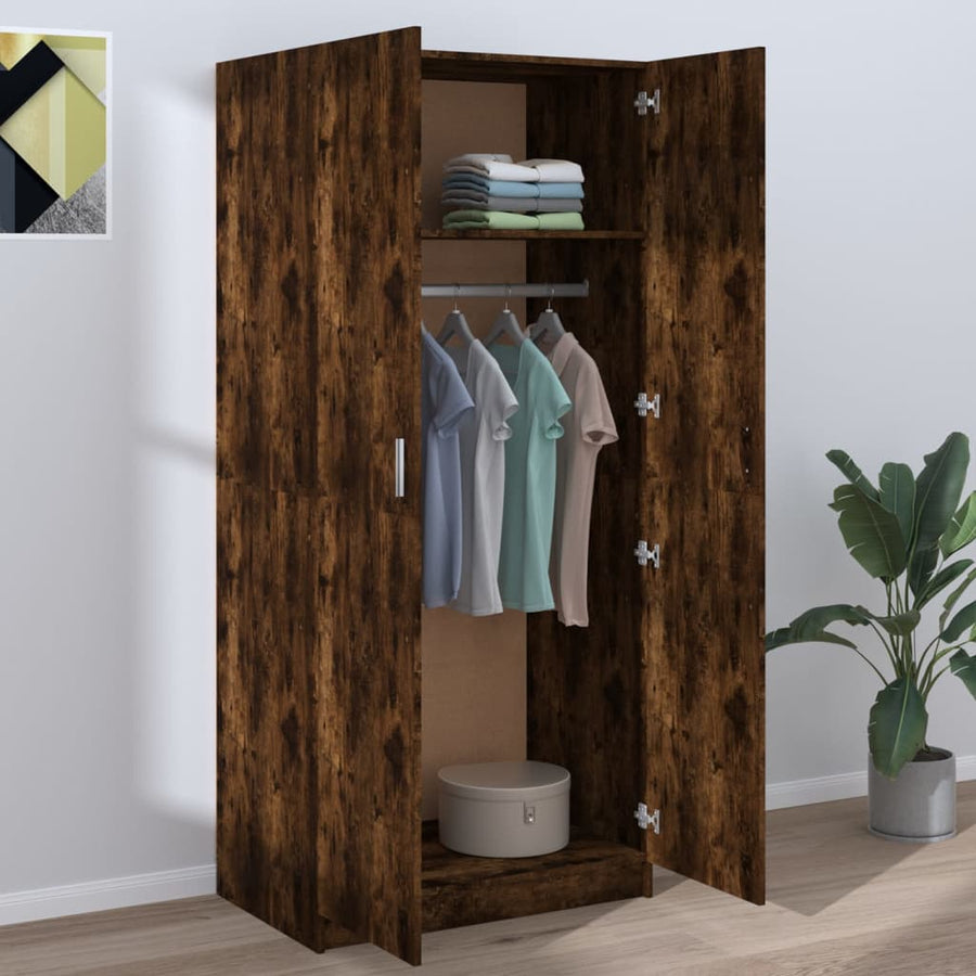Kledingkast 80X52X80 Cm Bewerkt Hout Kleurig Gerookt eiken