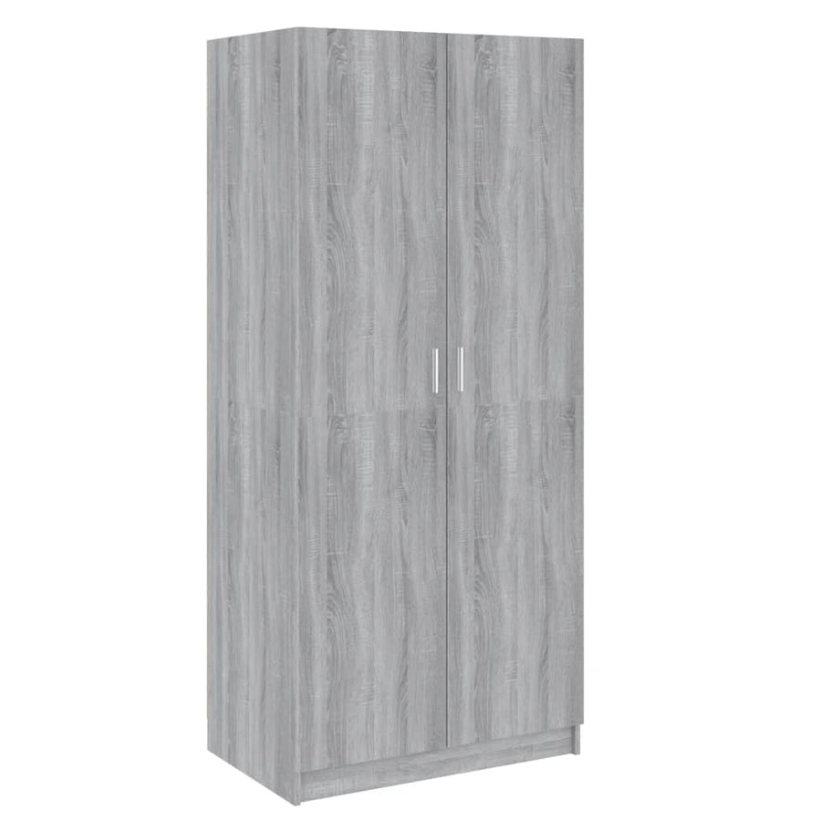Kledingkast 80X52X80 Cm Bewerkt Hout Eikenkleurig Grijs sonoma