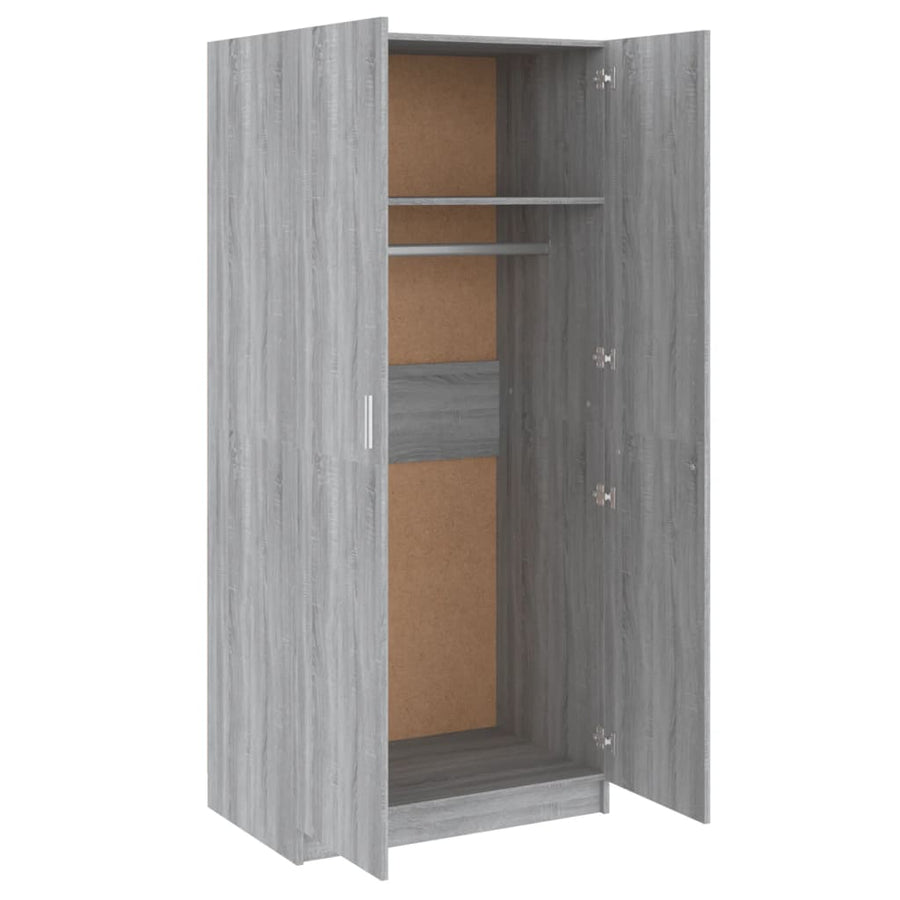 Kledingkast 80X52X80 Cm Bewerkt Hout Eikenkleurig Grijs sonoma