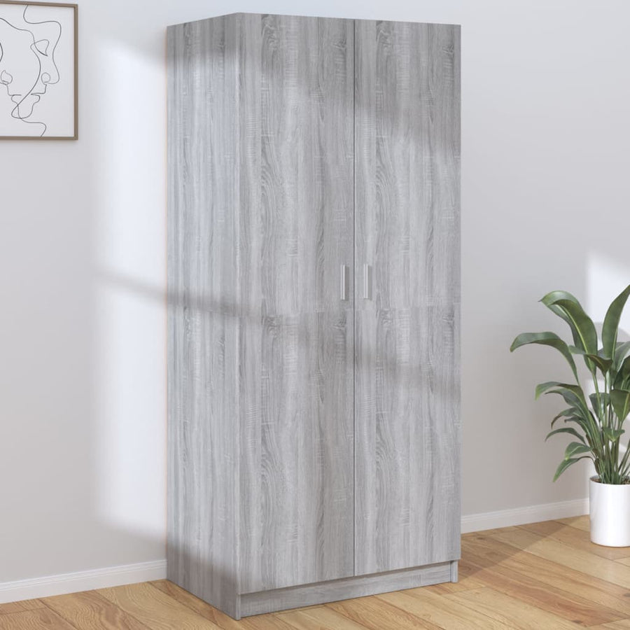 Kledingkast 80X52X80 Cm Bewerkt Hout Eikenkleurig Grijs sonoma