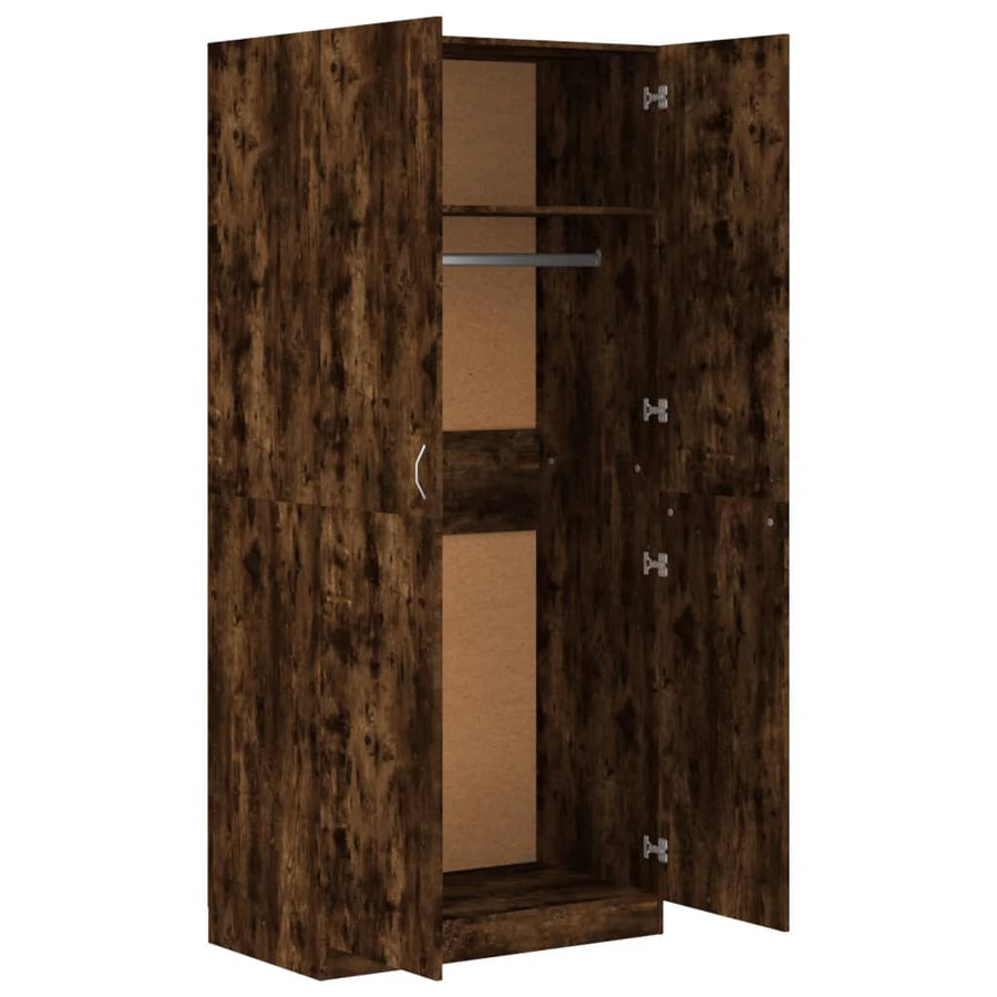 Kledingkast 90X52X200 Cm Bewerkt Hout Kleurig Gerookt eiken