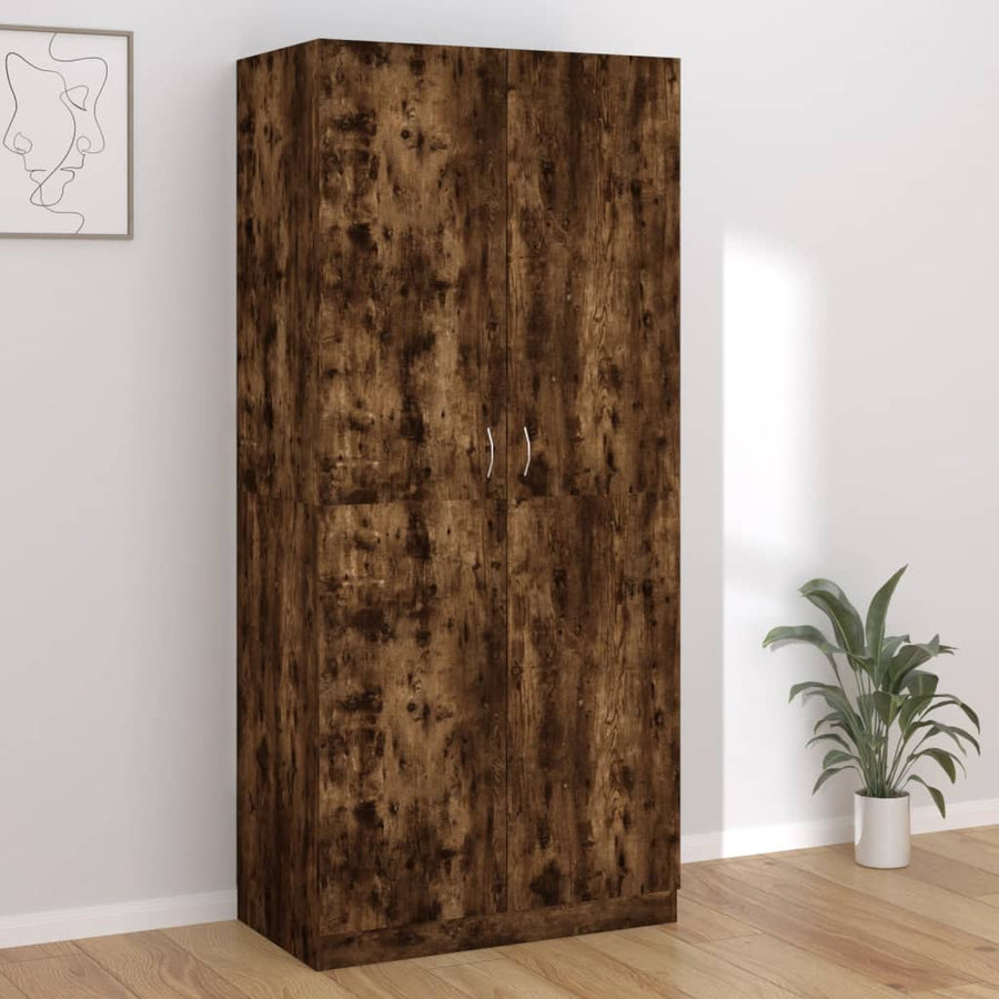Kledingkast 90X52X200 Cm Bewerkt Hout Kleurig Gerookt eiken