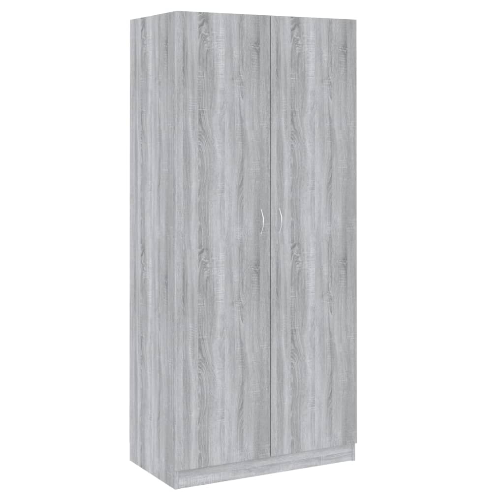 Kledingkast 90X52X200 Cm Bewerkt Hout Eikenkleurig Grijs sonoma