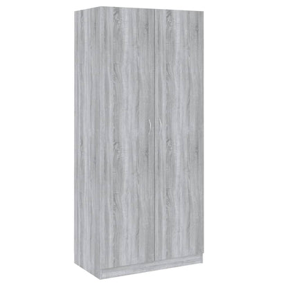 Kledingkast 90X52X200 Cm Bewerkt Hout Eikenkleurig Grijs sonoma