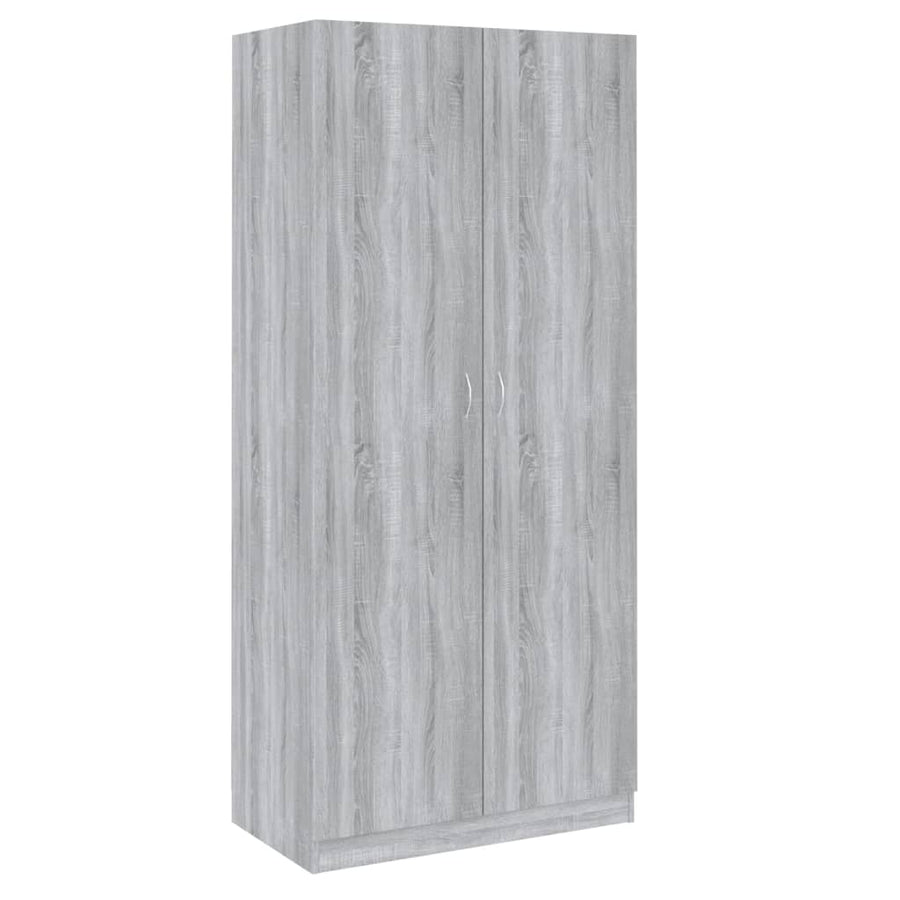 Kledingkast 90X52X200 Cm Bewerkt Hout Eikenkleurig Grijs sonoma