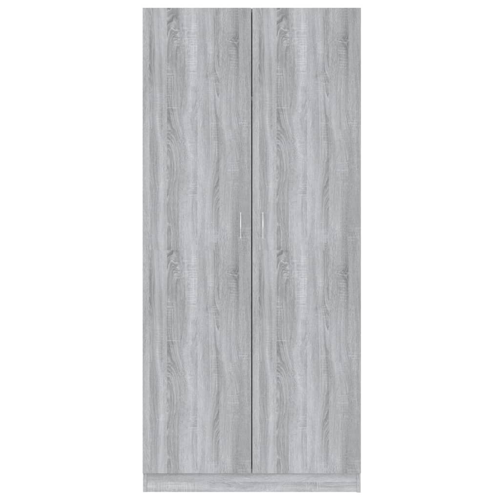 Kledingkast 90X52X200 Cm Bewerkt Hout Eikenkleurig Grijs sonoma