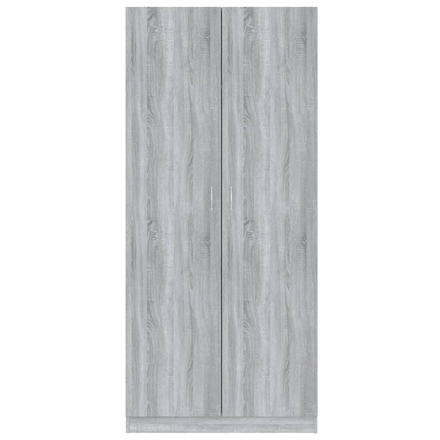 Kledingkast 90X52X200 Cm Bewerkt Hout Eikenkleurig Grijs sonoma
