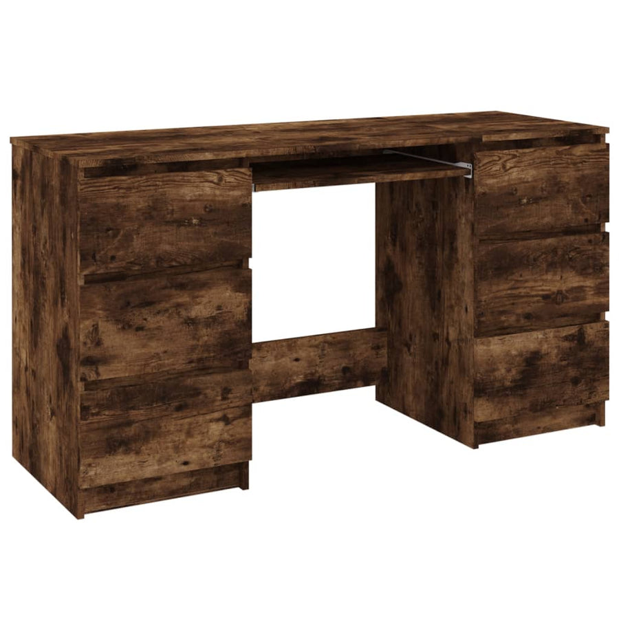 Bureau 140x50x77 cm bewerkt hout gerookt eikenkleurig Gerookt eiken
