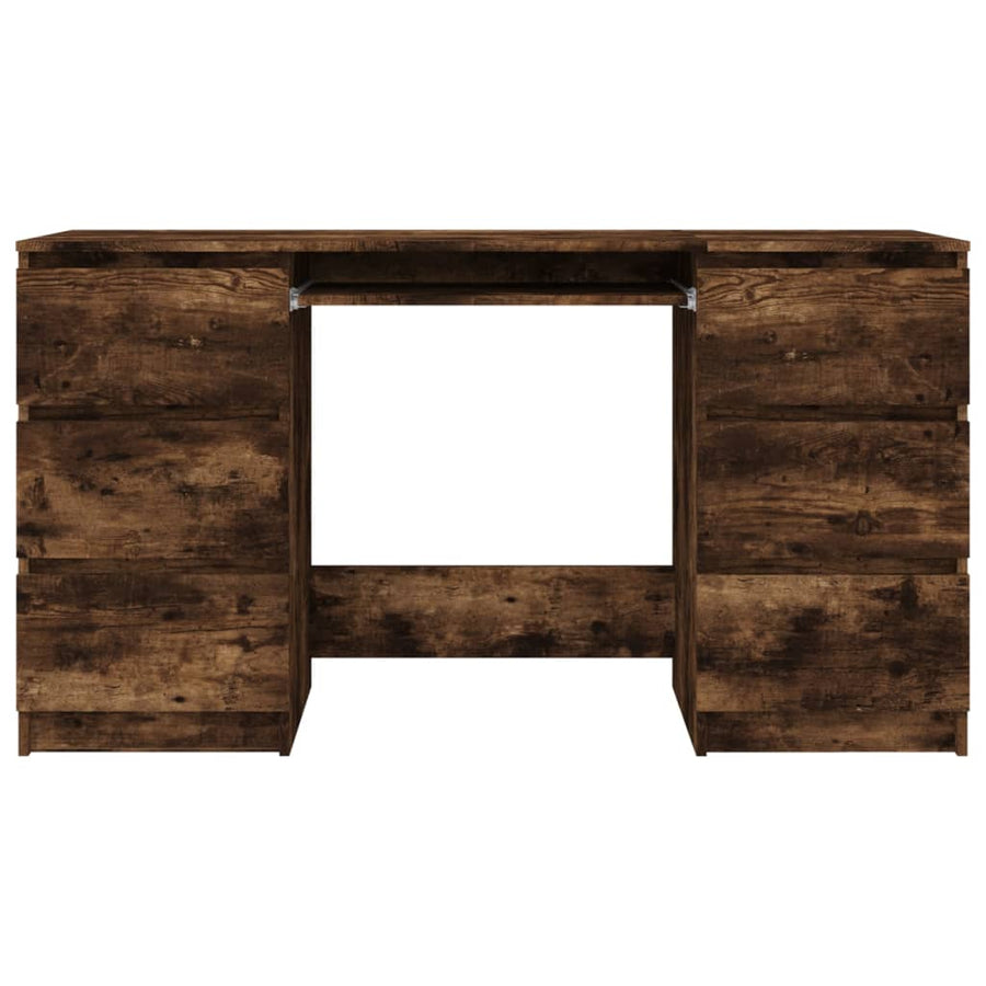 Bureau 140x50x77 cm bewerkt hout gerookt eikenkleurig Gerookt eiken