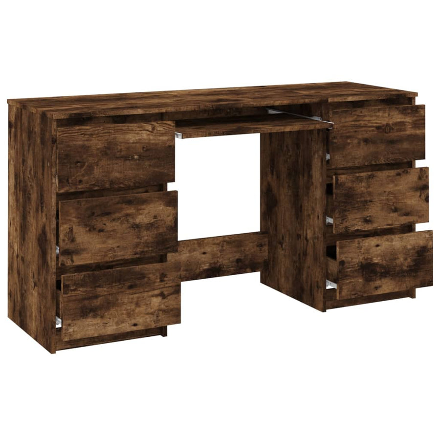Bureau 140x50x77 cm bewerkt hout gerookt eikenkleurig Gerookt eiken