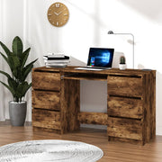 Bureau 140x50x77 cm bewerkt hout gerookt eiken