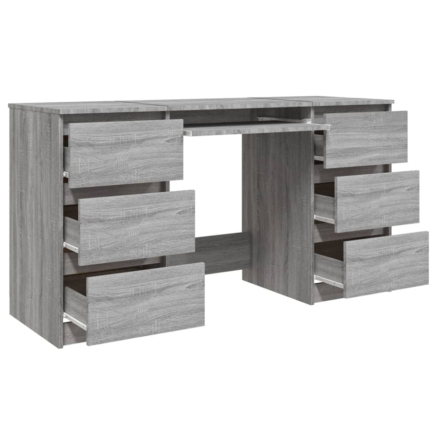 Bureau 140x50x77 cm bewerkt hout grijs sonoma eikenkleurig Grijs sonoma