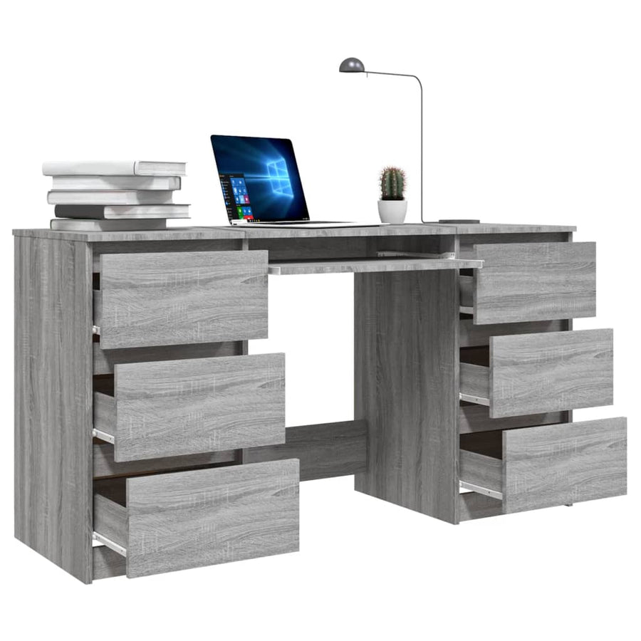 Bureau 140x50x77 cm bewerkt hout grijs sonoma eikenkleurig Grijs sonoma