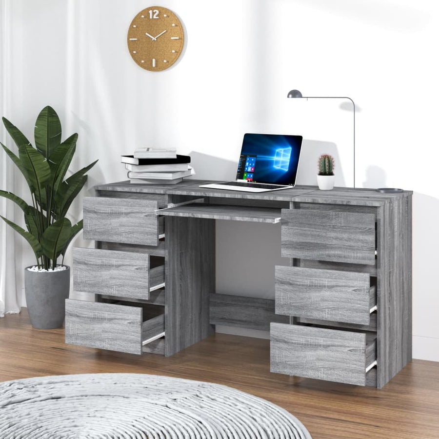 Bureau 140x50x77 cm bewerkt hout grijs sonoma eikenkleurig Grijs sonoma