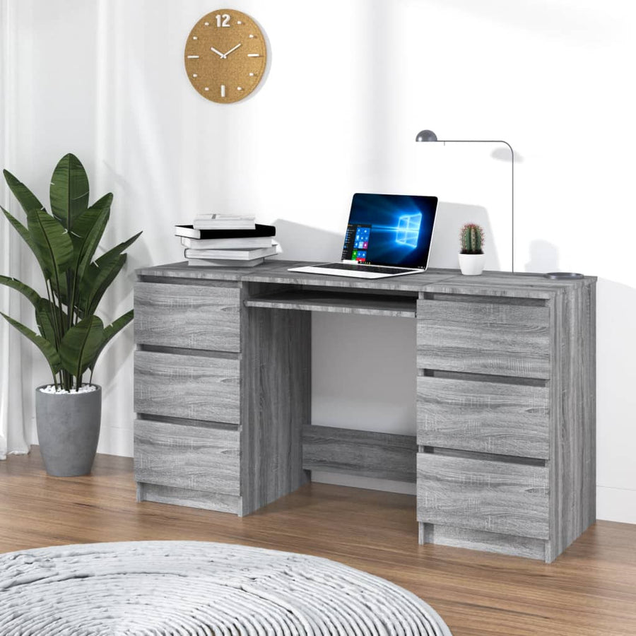 Bureau 140x50x77 cm bewerkt hout grijs sonoma eikenkleurig Grijs sonoma