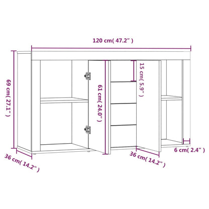 Dressoir 20X36X69 Cm Bewerkt Hout Kleurig Gerookt eiken