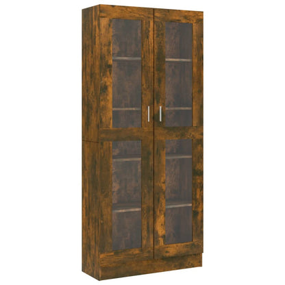 Vitrinekast 82,5x30,5x185,5 cm bewerkt hout gerookt eikenkleur 82.5 x 30.5 x 185.5 cm Gerookt eiken
