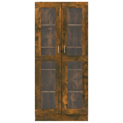 Vitrinekast 82,5x30,5x185,5 cm bewerkt hout gerookt eikenkleur 82.5 x 30.5 x 185.5 cm Gerookt eiken