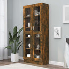 Vitrinekast 82,5x30,5x185,5 cm bewerkt hout gerookt eiken