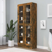 Vitrinekast 82,5x30,5x185,5 cm bewerkt hout gerookt eiken