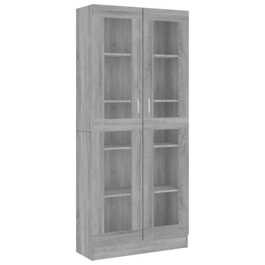 Vitrinekast 82,5x30,5x185,5 cm bewerkt hout grijs sonoma eiken 82.5 x 30.5 x 185.5 cm Grijs sonoma