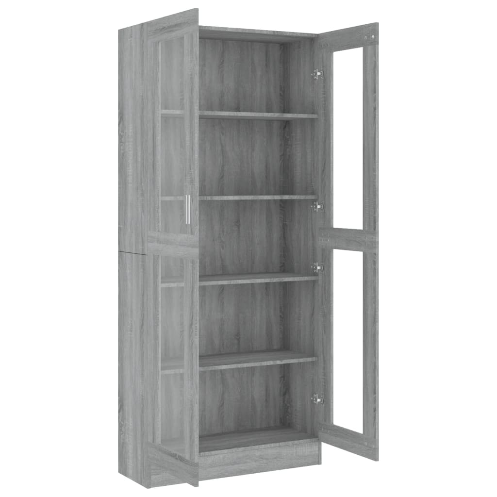 Vitrinekast 82,5x30,5x185,5 cm bewerkt hout grijs sonoma eiken 82.5 x 30.5 x 185.5 cm Grijs sonoma