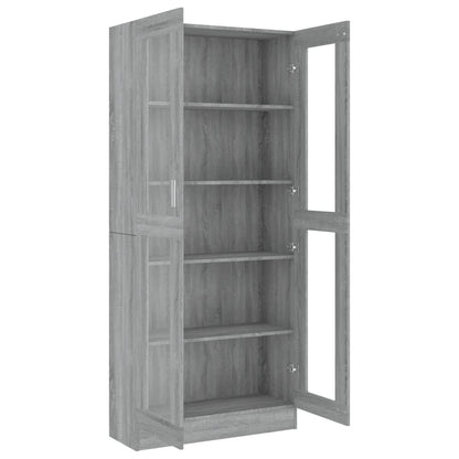 Vitrinekast 82,5x30,5x185,5 cm bewerkt hout grijs sonoma eiken 82.5 x 30.5 x 185.5 cm Grijs sonoma