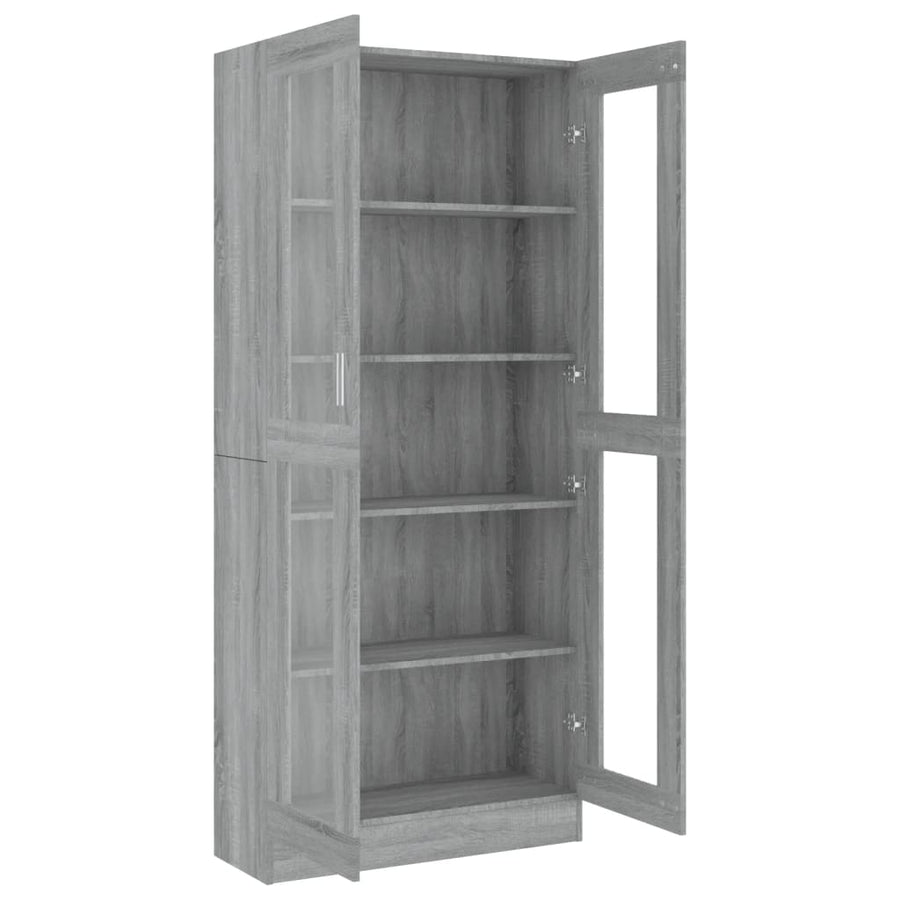 Vitrinekast 82,5x30,5x185,5 cm bewerkt hout grijs sonoma eiken 82.5 x 30.5 x 185.5 cm Grijs sonoma