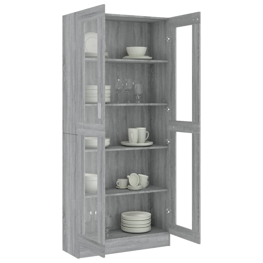 Vitrinekast 82,5x30,5x185,5 cm bewerkt hout grijs sonoma eiken 82.5 x 30.5 x 185.5 cm Grijs sonoma