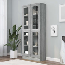 Vitrinekast 82,5x30,5x185,5 cm bewerkt hout grijs sonoma eiken 82.5 x 30.5 x 185.5 cm Grijs sonoma